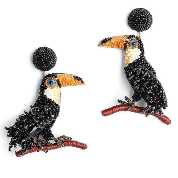 Deepa Gurnani Beaded Toucan Earrings - Picture 1 of 4
